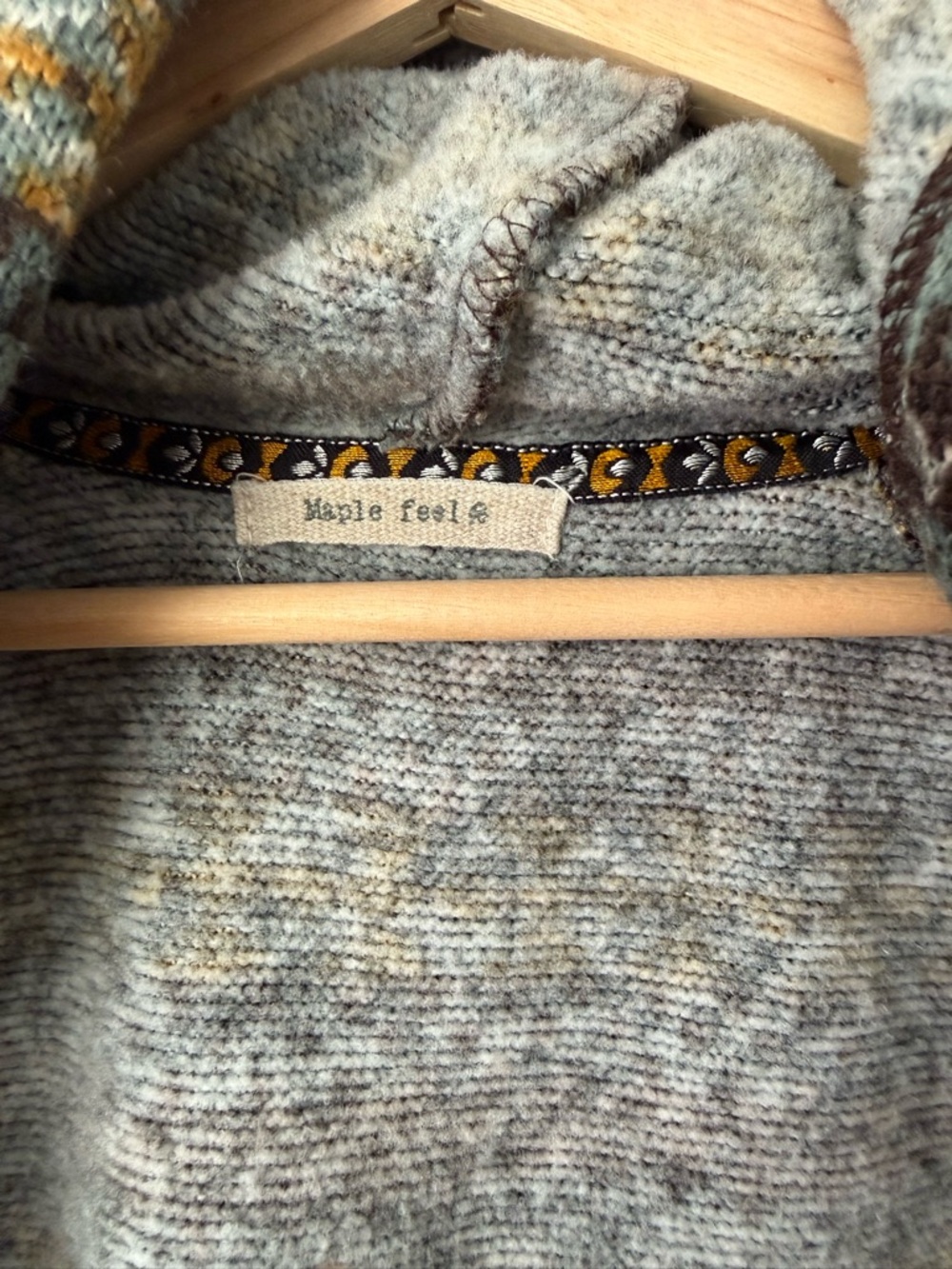 Kids Hooded Fleece Wool Patterned Button-Up Jacket - Picture 3 of 6